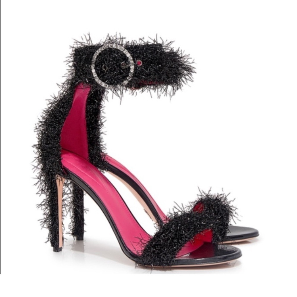 Oscar Tiye Black Glitter Heels in 37 1/2